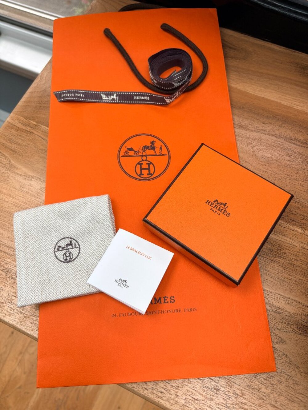 Hermes Box, Shopping Bag, Dust Bag & Authentic Merry Christmas Ribbon